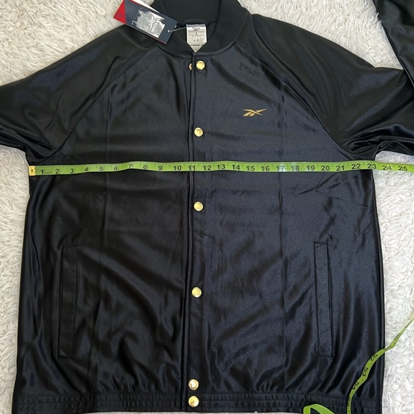 Reebok Black Gold Snap Jacket Track Basketball Sporty Mens Size Large - Picture 10 of 12